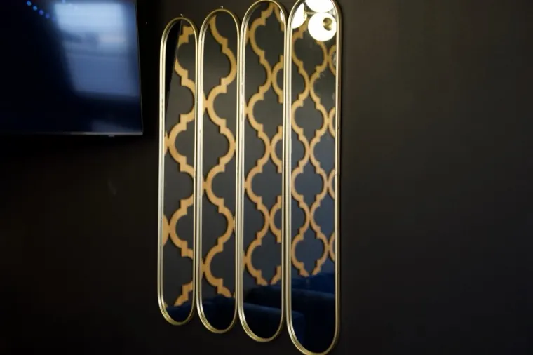Gold mashrabiya lattice panels