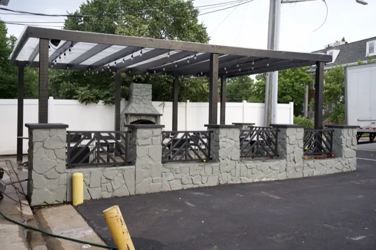 Outdoor patio with pergola seating
